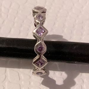Silpada TH Thailand purple CZ roundabout stack ring size 6
